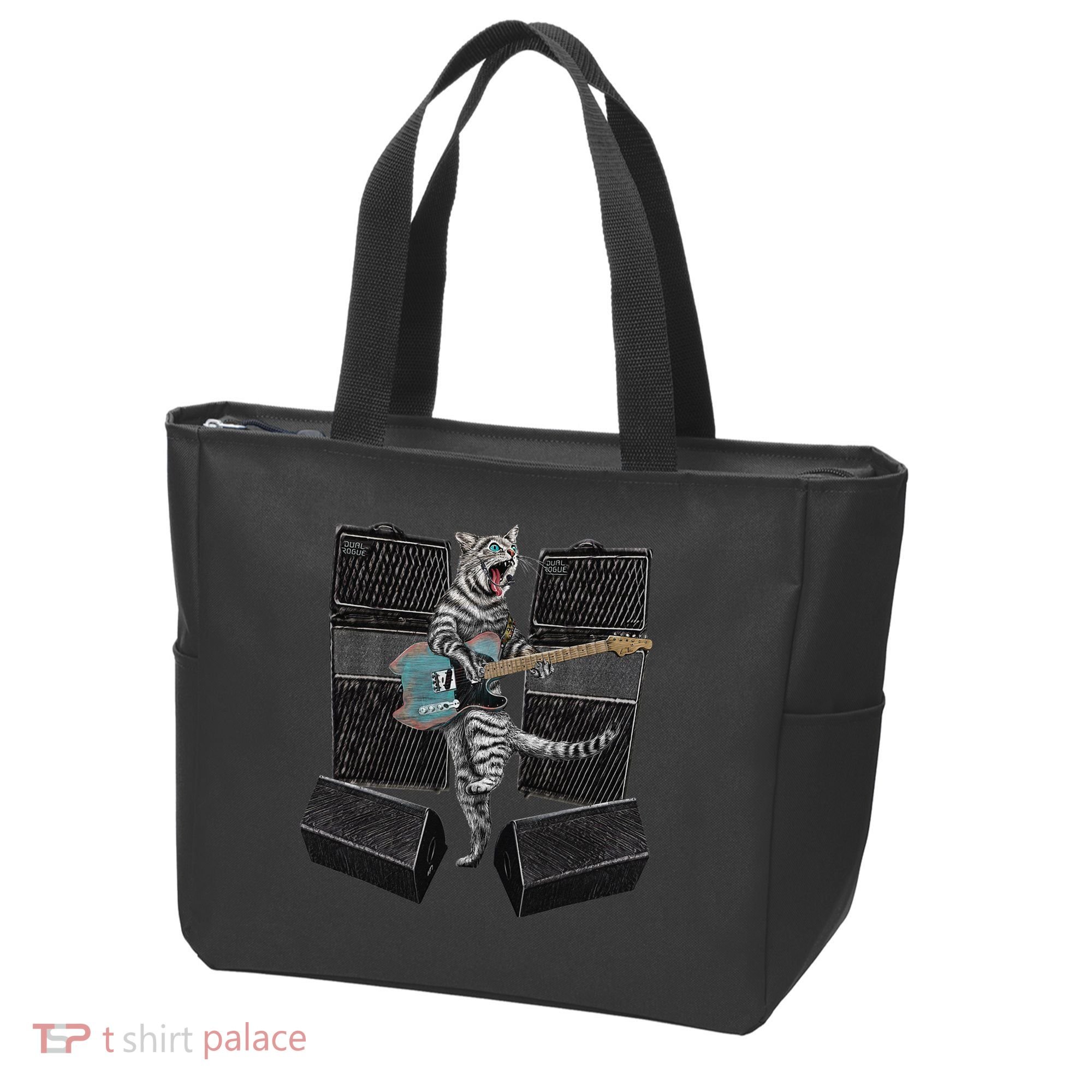 Electric Guitar Cat Amps Monitors Amplified Rockin Kitty Tote Bag