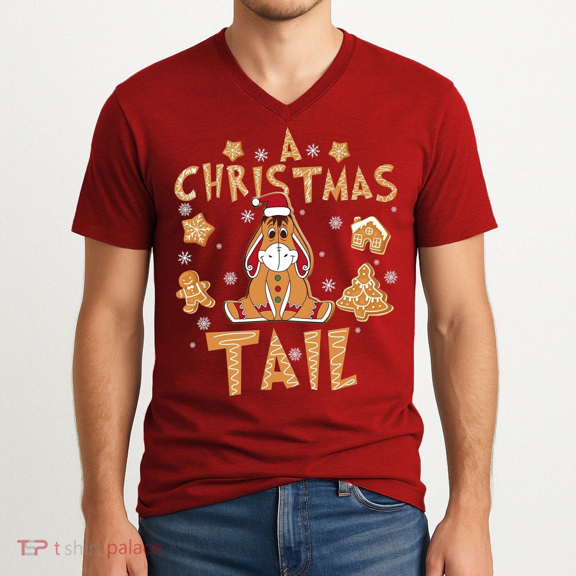 Eeyore Gingerbread Christmas Eeyore Gingerbread V-Neck T-Shirt