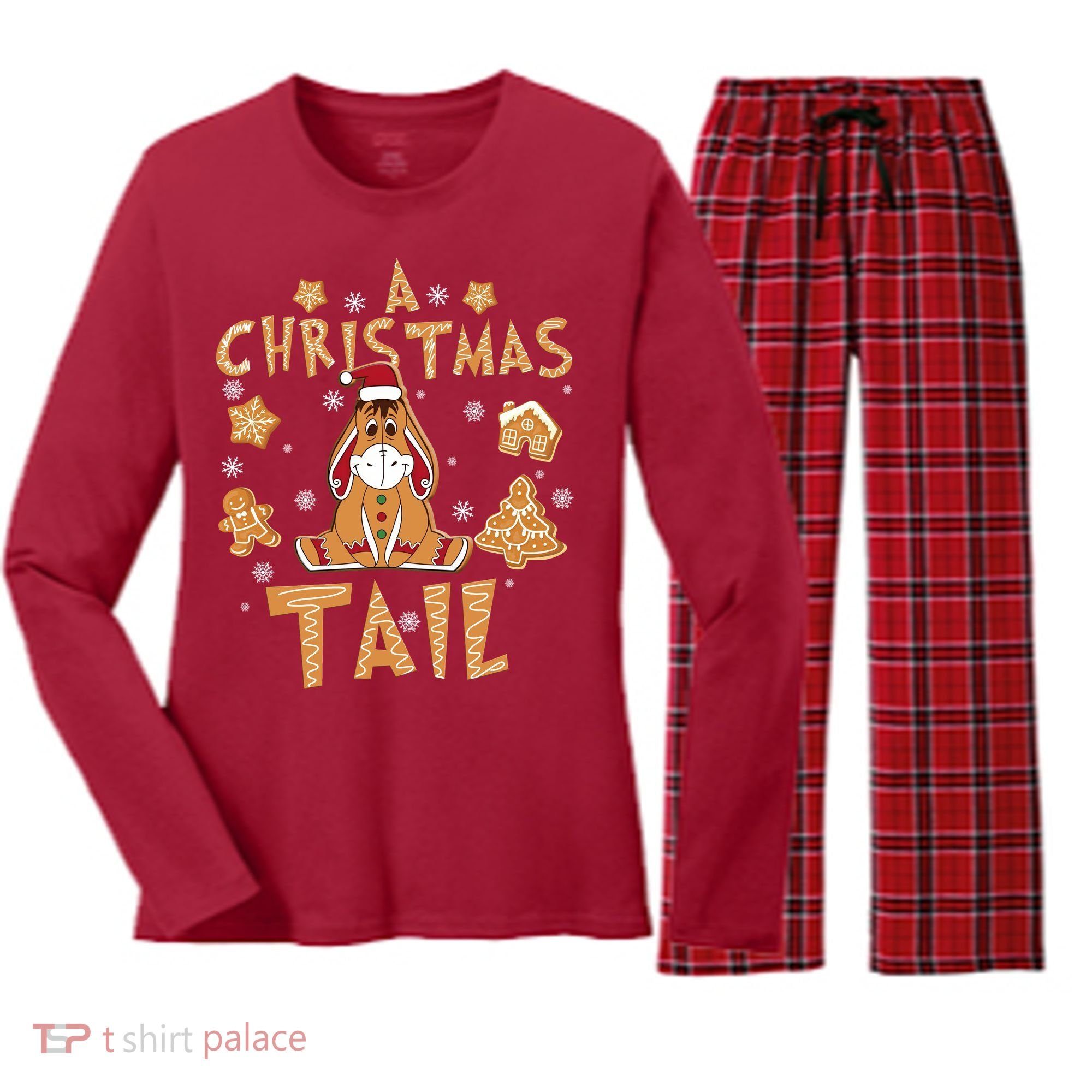 Eeyore Gingerbread Christmas Eeyore Gingerbread Women's Long Sleeve Flannel Pajama Set 