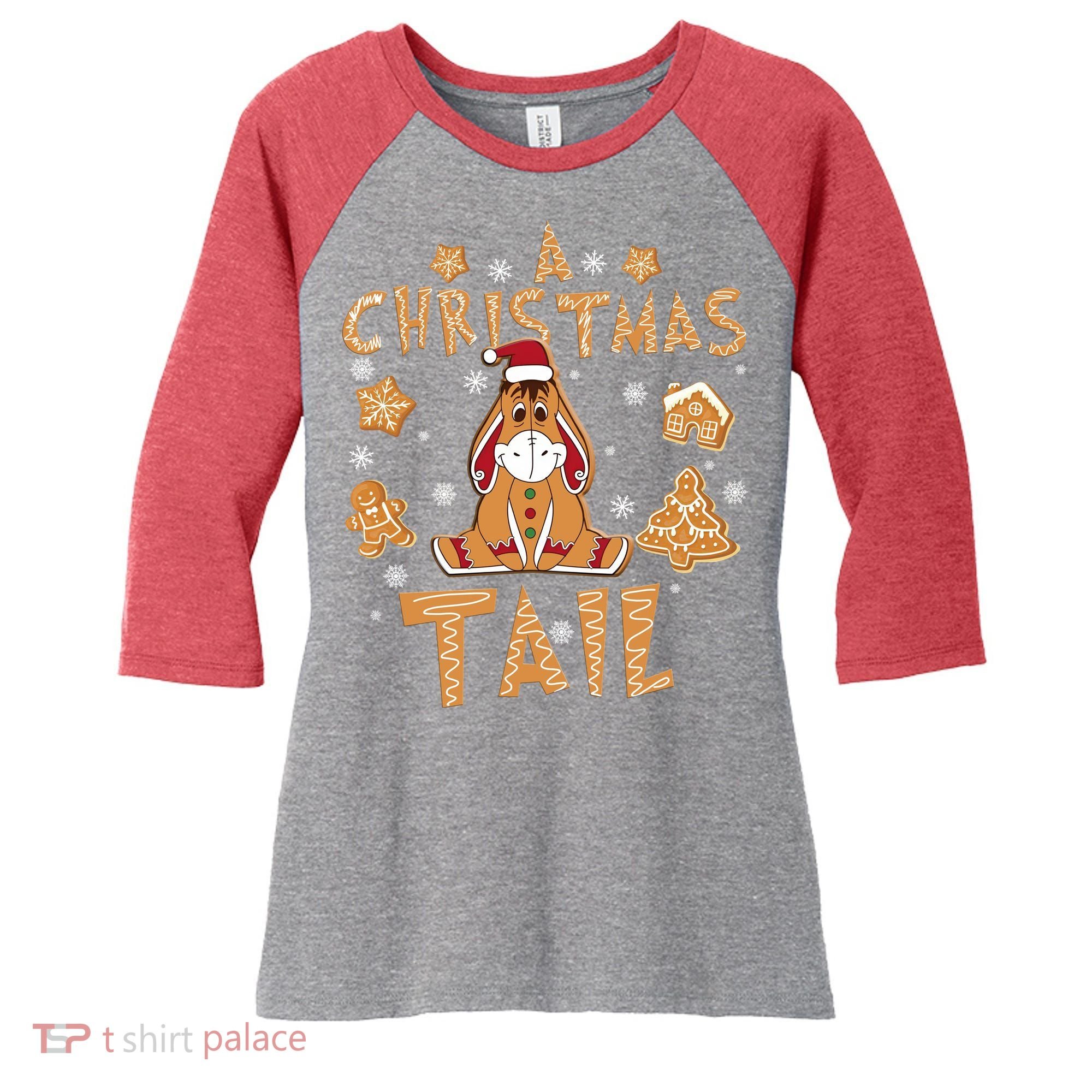 Eeyore Gingerbread Christmas Eeyore Gingerbread Women's Tri-Blend 3/4-Sleeve Raglan Shirt