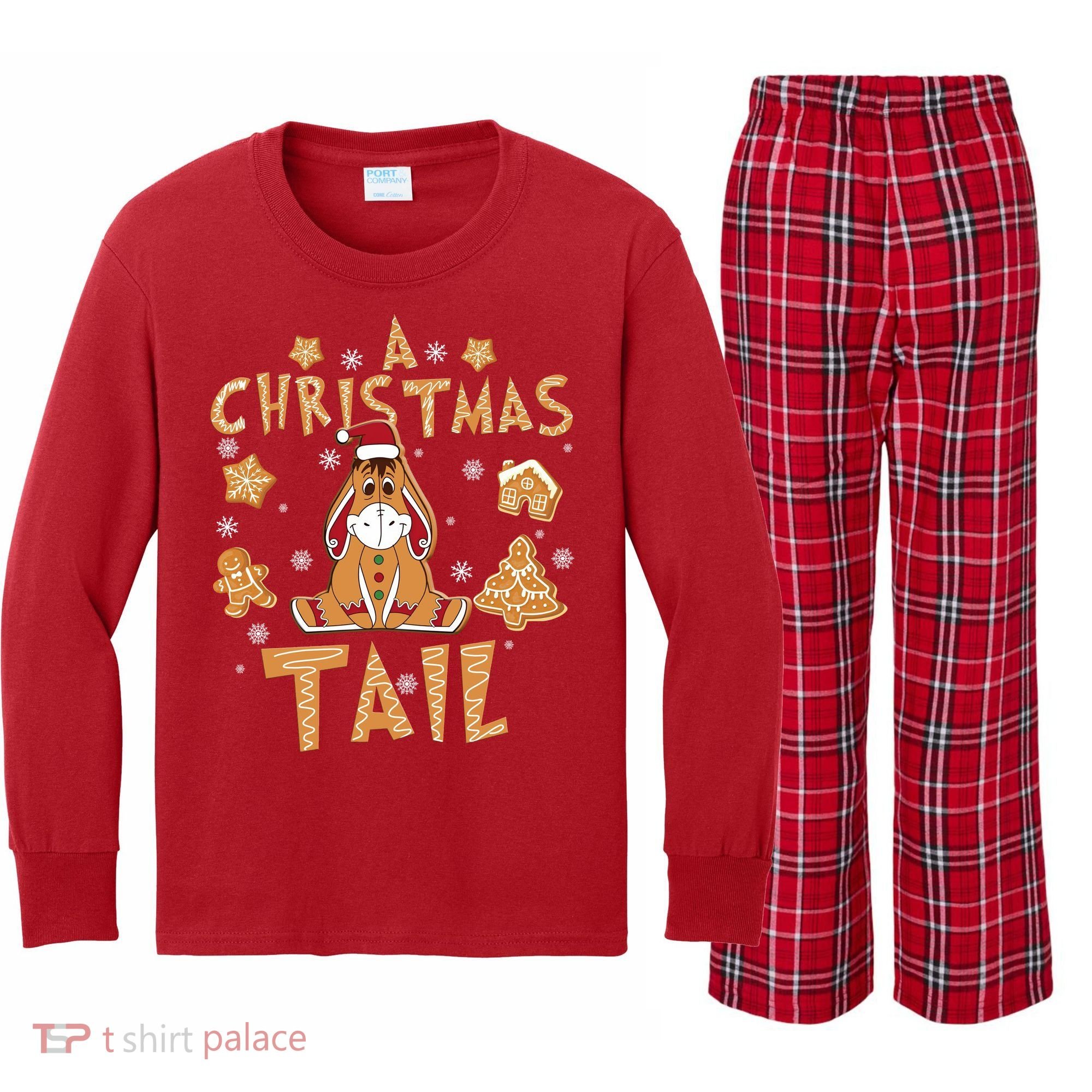 Eeyore Gingerbread Christmas Eeyore Gingerbread Kids Long Sleeve Plaid Pajama Set