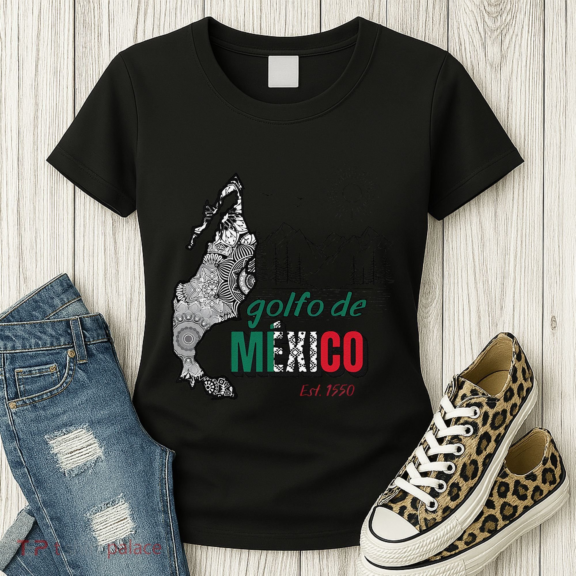 El Golfo De MéXico Gulf Of Mexico Est 1550 Historic Map Women's T-Shirt