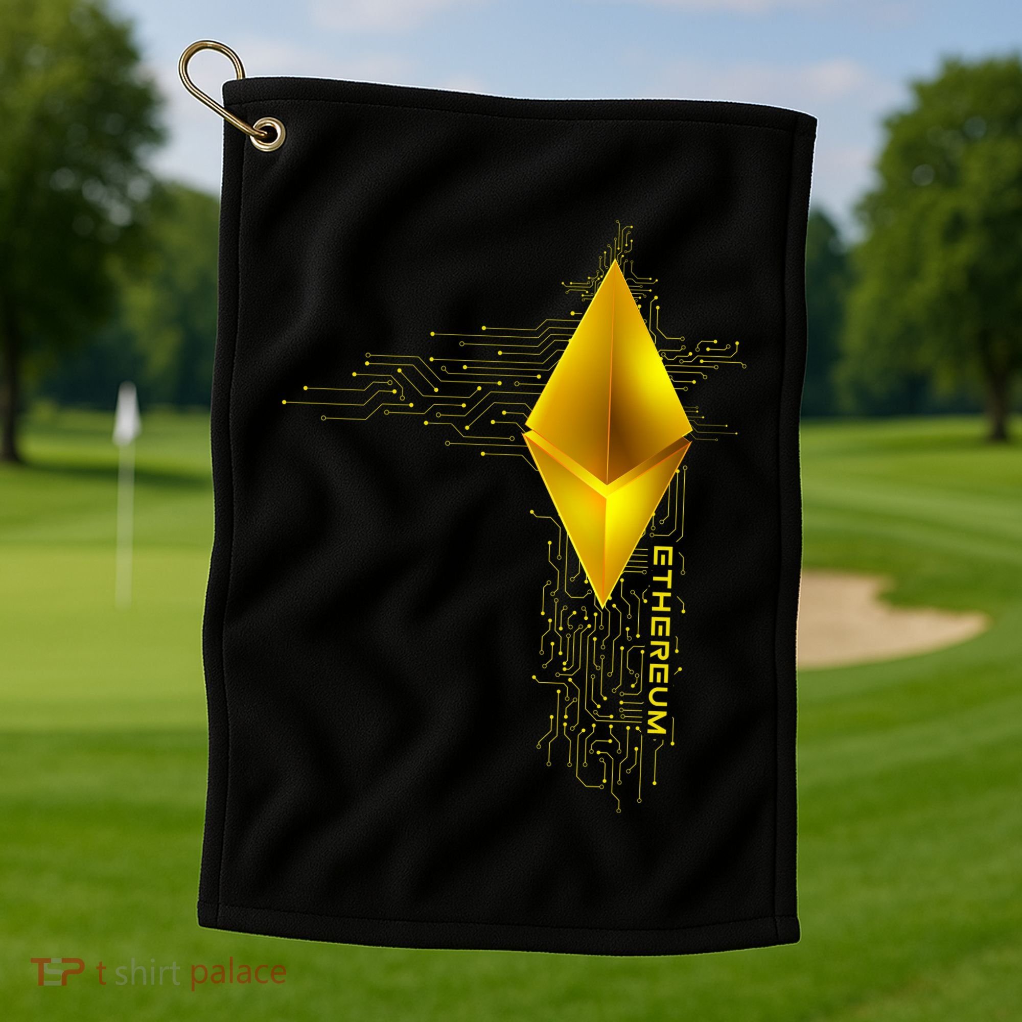 Ethereum GOLD ETH Cryptocurrency Bitcoin Golf Towel