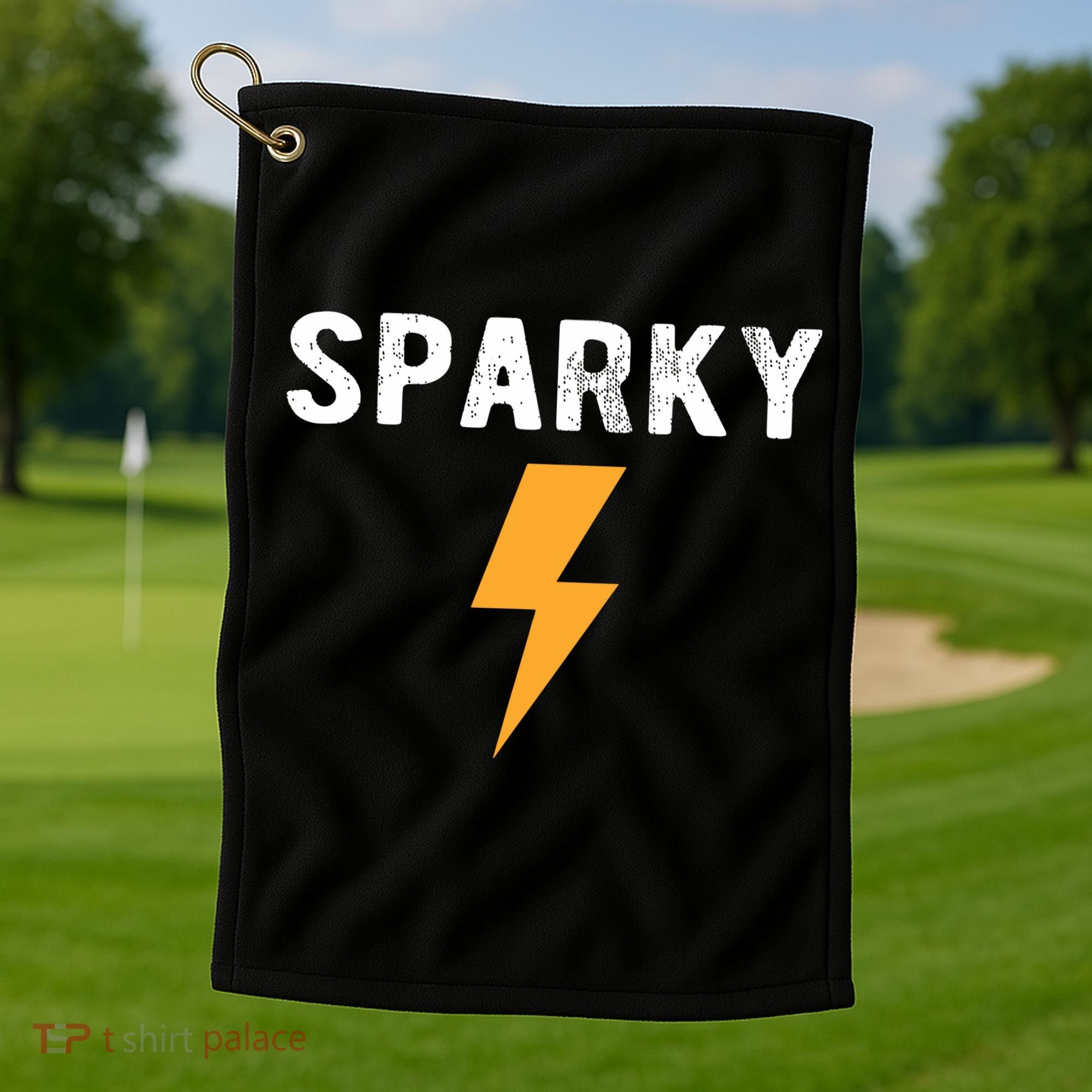 Electrician Gift Funny Sparky Nickname Lightning Bolt Golf Towel