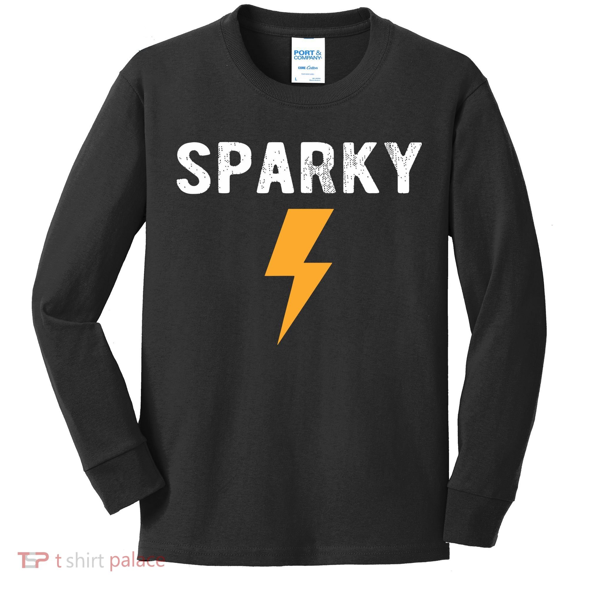 Electrician Gift Funny Sparky Nickname Lightning Bolt Kids Long Sleeve Shirt