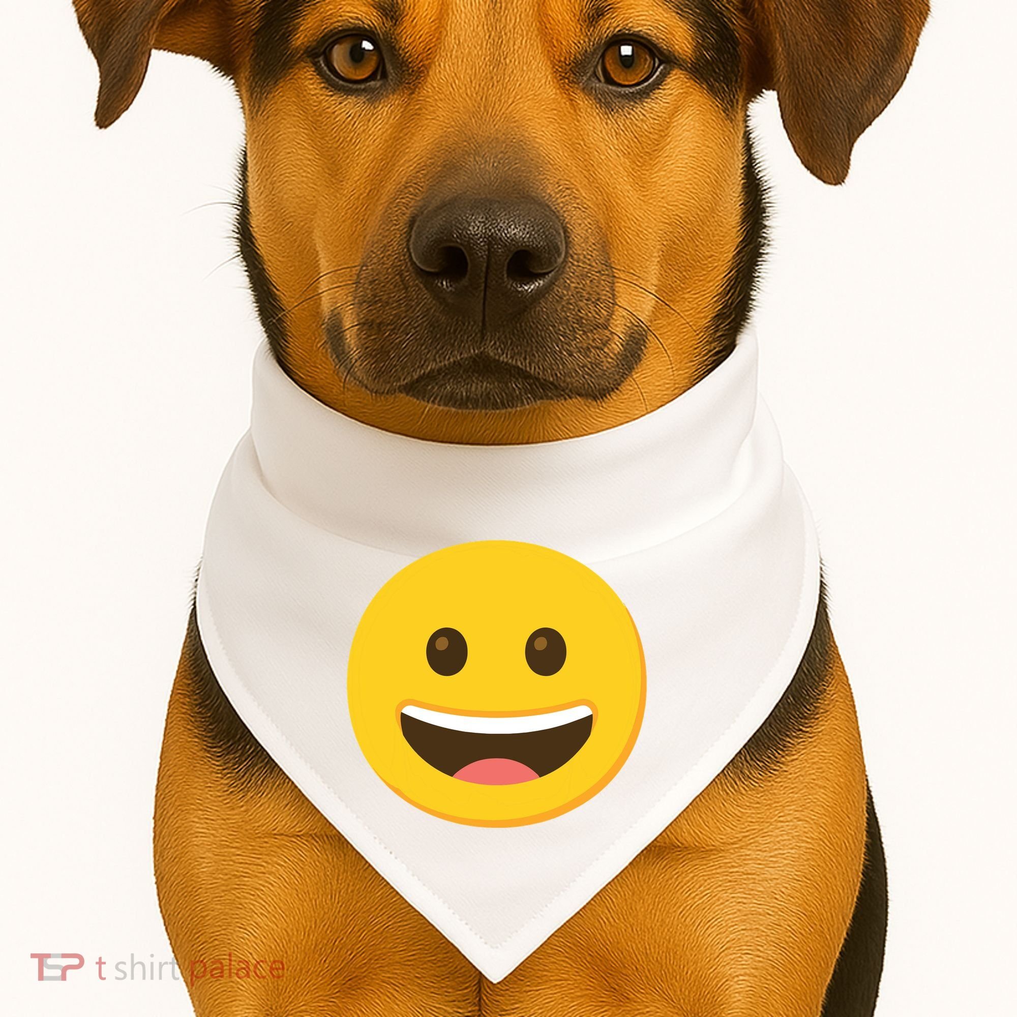 Emoticon Grinning Face Happy USA-Made Doggie Bandana