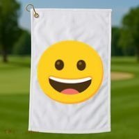Emoticon Grinning Face Happy Golf Towel thumb 1