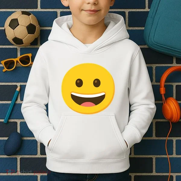 Emoticon Grinning Face Happy Kids Hoodie