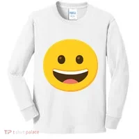 Emoticon Grinning Face Happy Kids Long Sleeve Shirt thumb 0