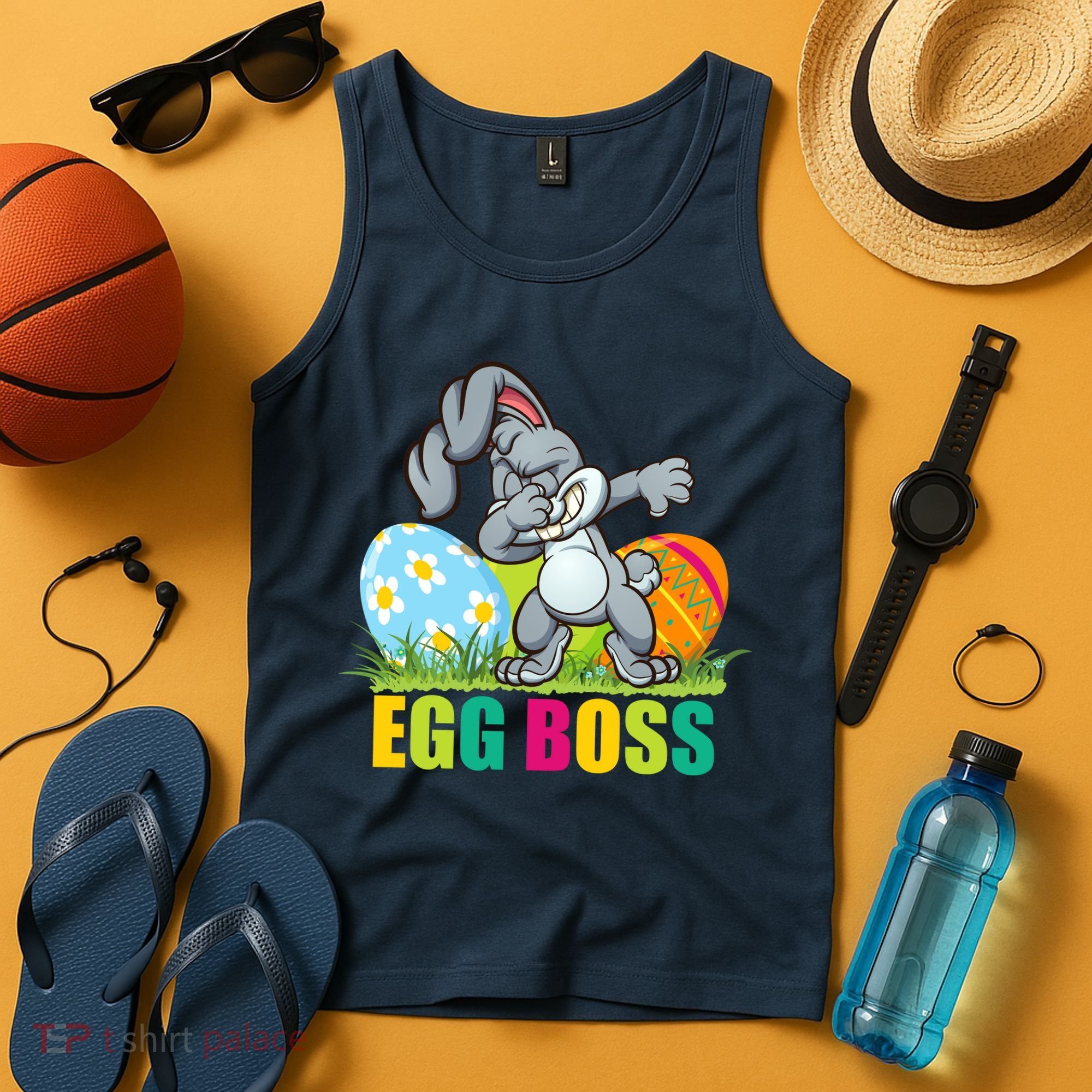 Egg Boss Dabbing Easter Bunny Tank Top