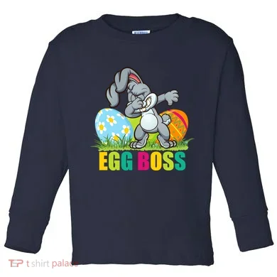 Egg Boss Dabbing Easter Bunny Toddler Long Sleeve