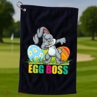 Egg Boss Dabbing Easter Bunny Golf Towel thumb 1