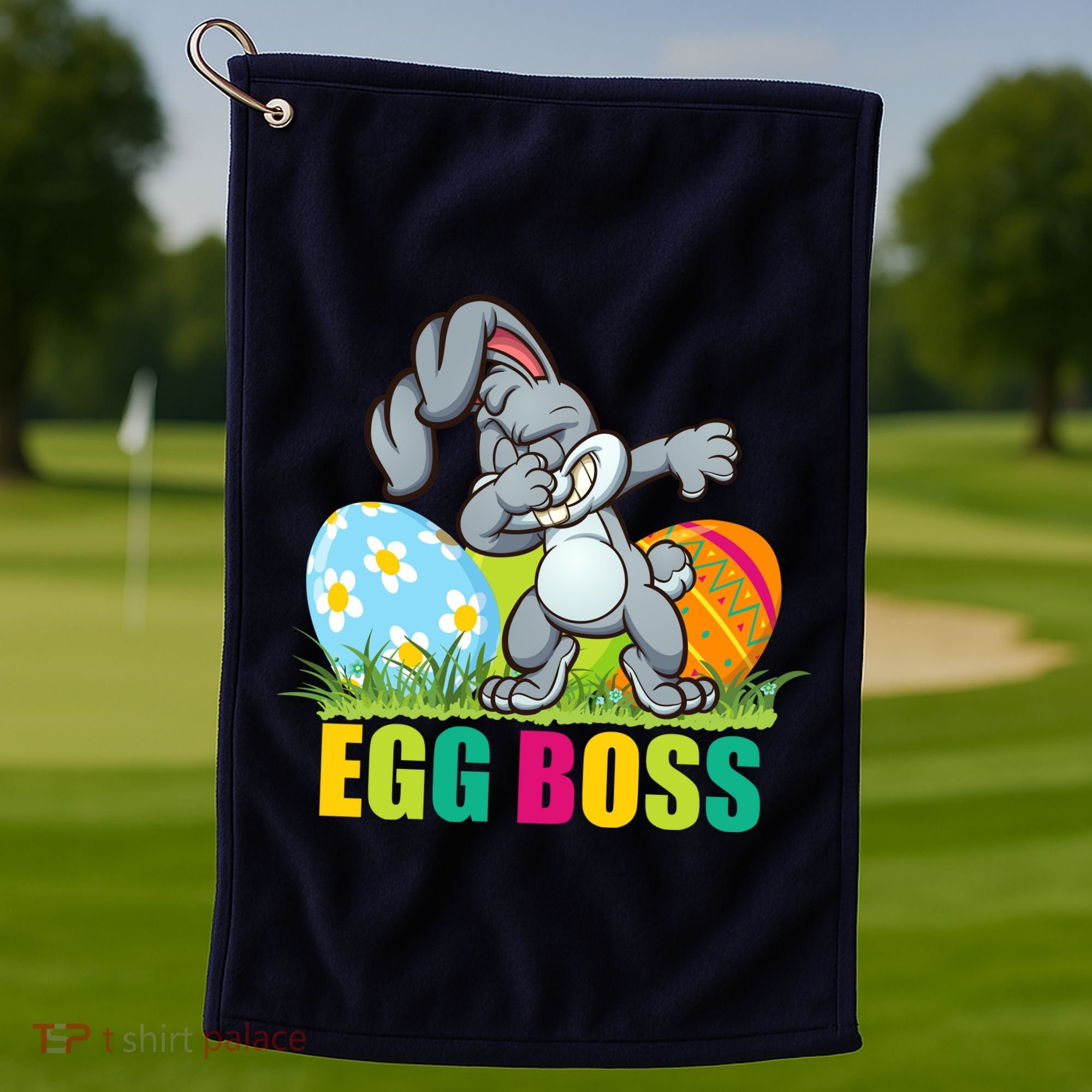 Egg Boss Dabbing Easter Bunny Golf Towel