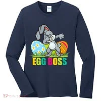Egg Boss Dabbing Easter Bunny Women's Long Sleeve Shirt thumb 0