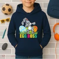 Egg Boss Dabbing Easter Bunny Kids Hoodie thumb 2