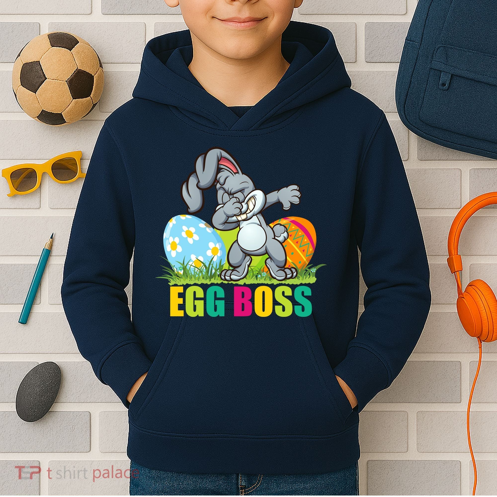 Egg Boss Dabbing Easter Bunny Kids Hoodie