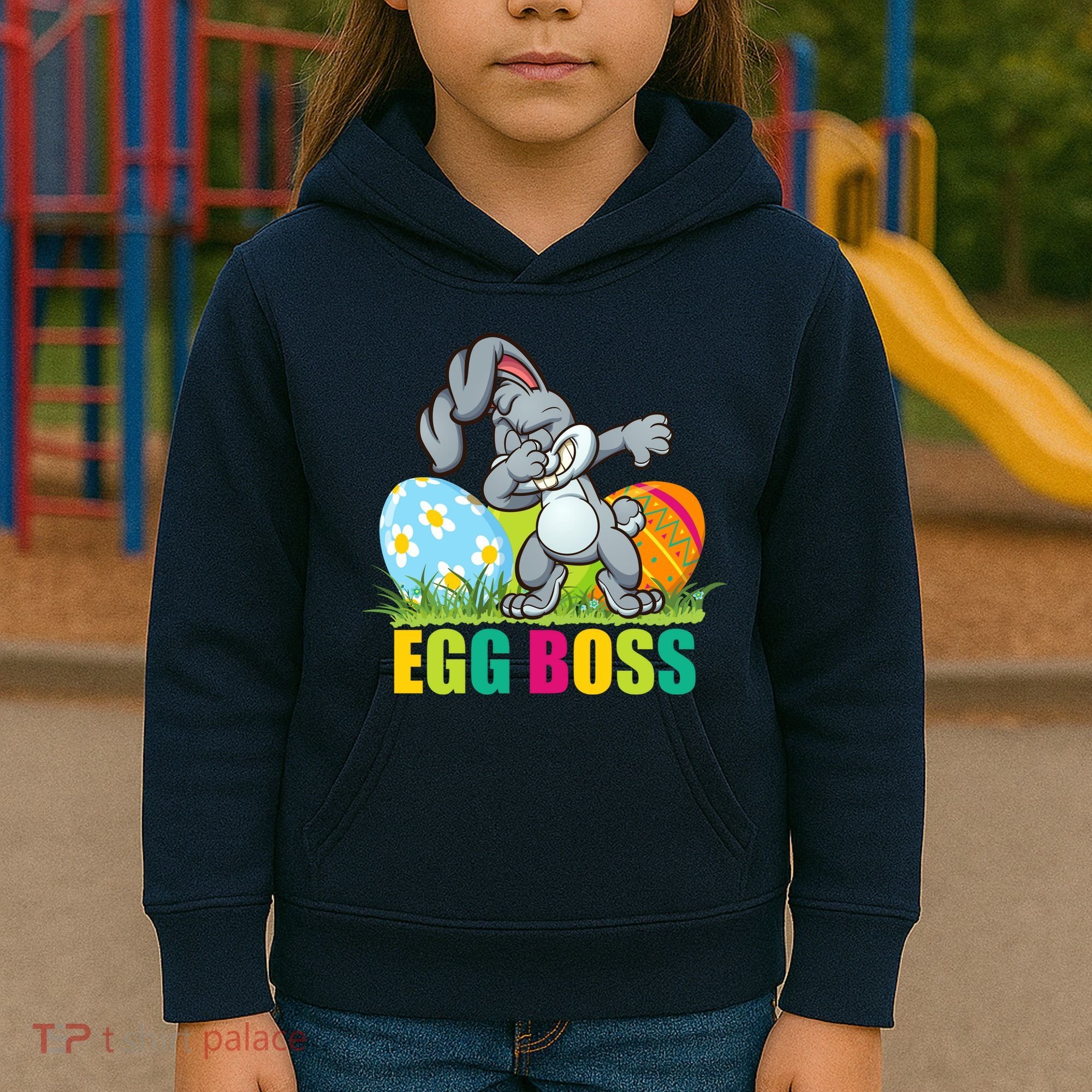 Egg Boss Dabbing Easter Bunny Kids Hoodie
