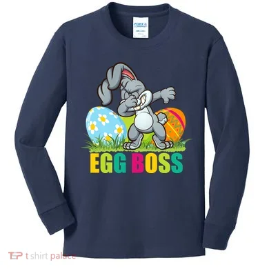 Egg Boss Dabbing Easter Bunny Kids Long Sleeve Shirt
