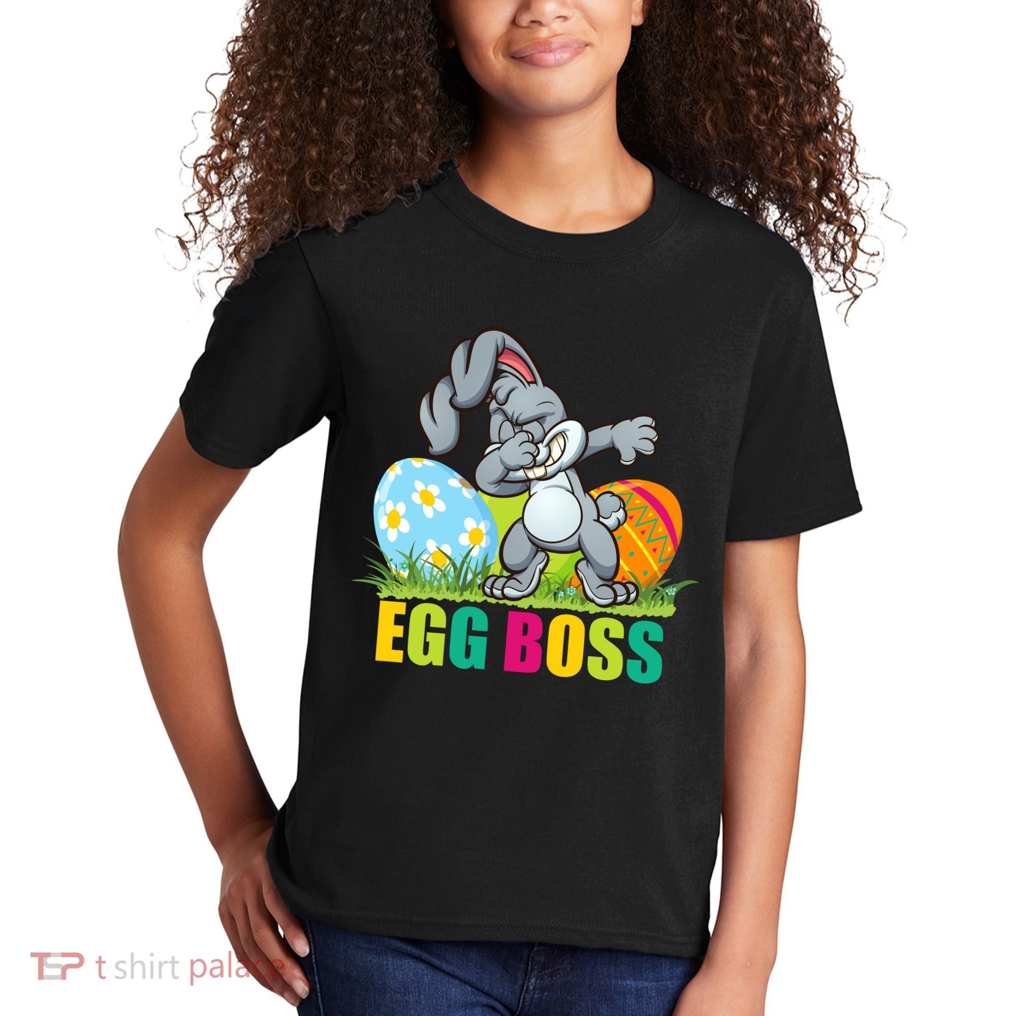 Egg Boss Dabbing Easter Bunny Kids T-Shirt