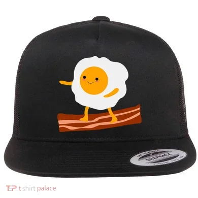 Egg Surfing On Bacon Flat Bill Trucker Hat