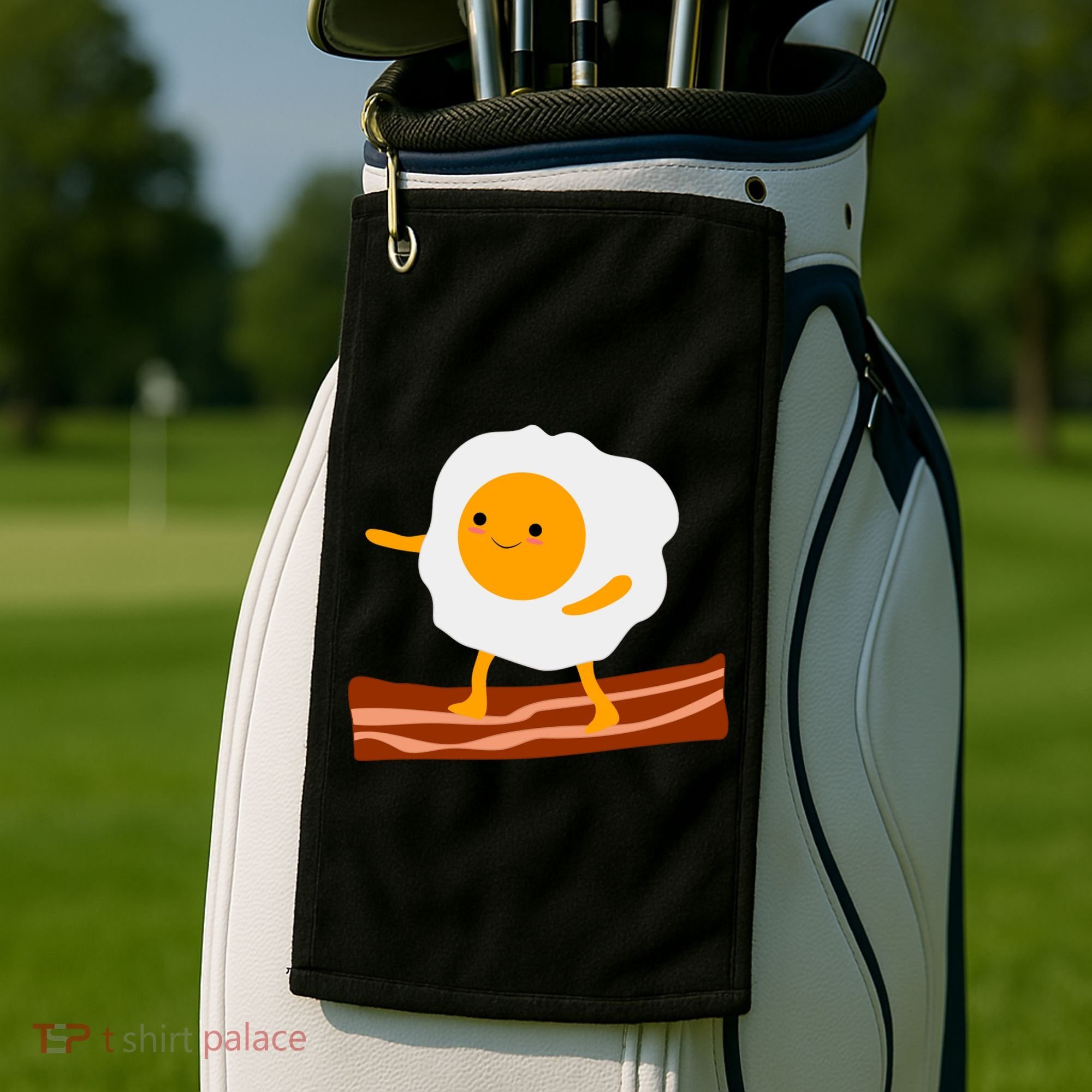 Egg Surfing On Bacon Golf Towel