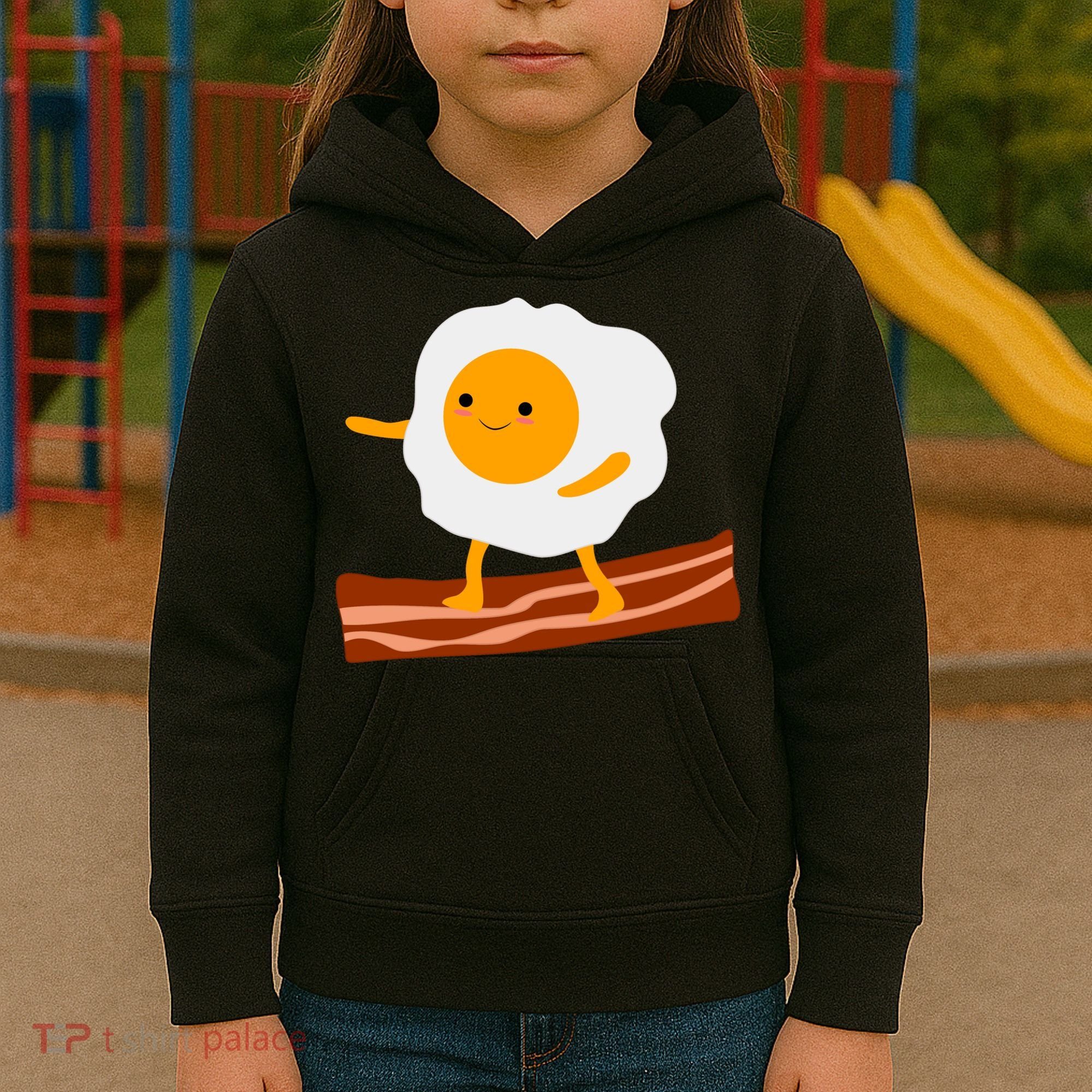 Egg Surfing On Bacon Kids Hoodie