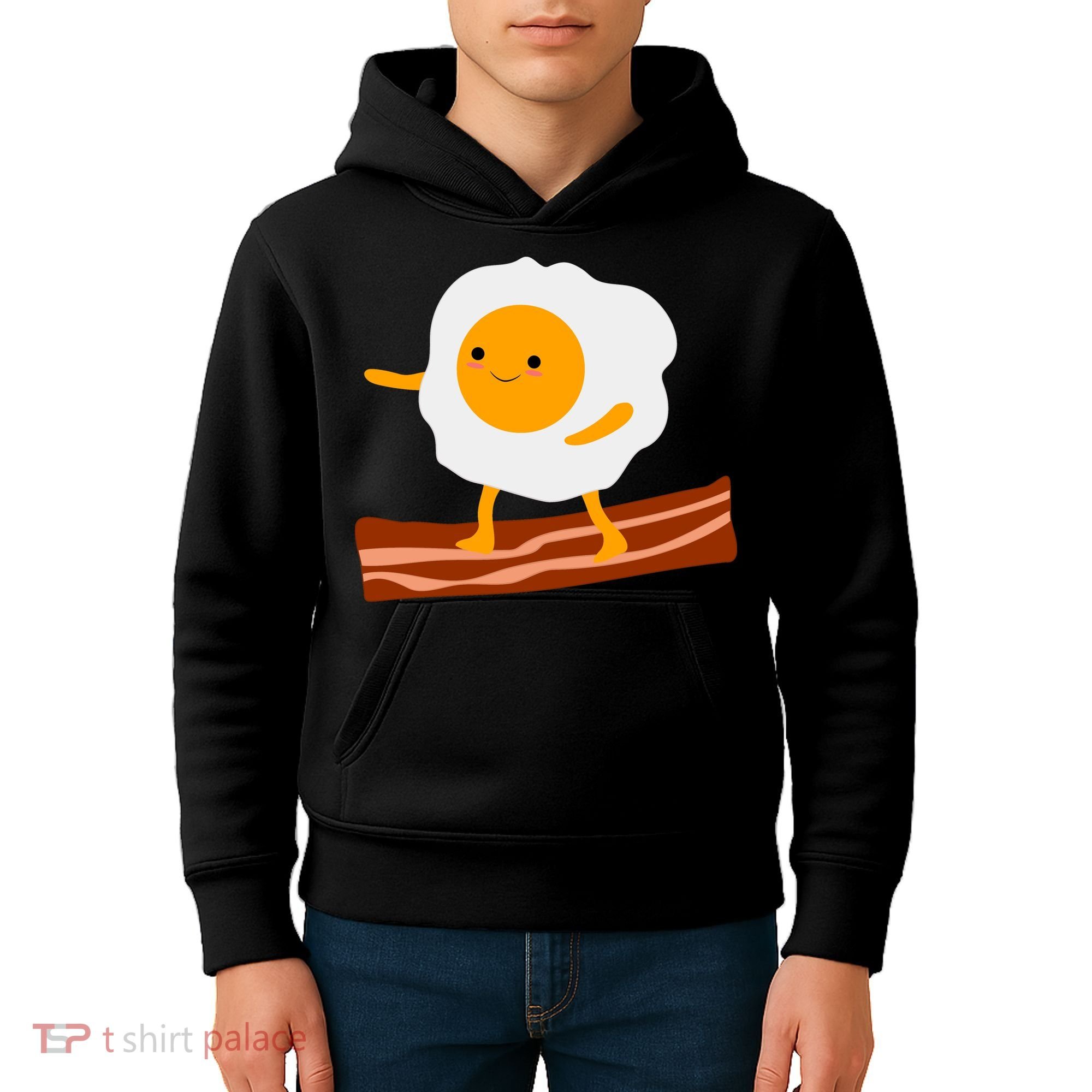 Egg Surfing On Bacon Kids Hoodie