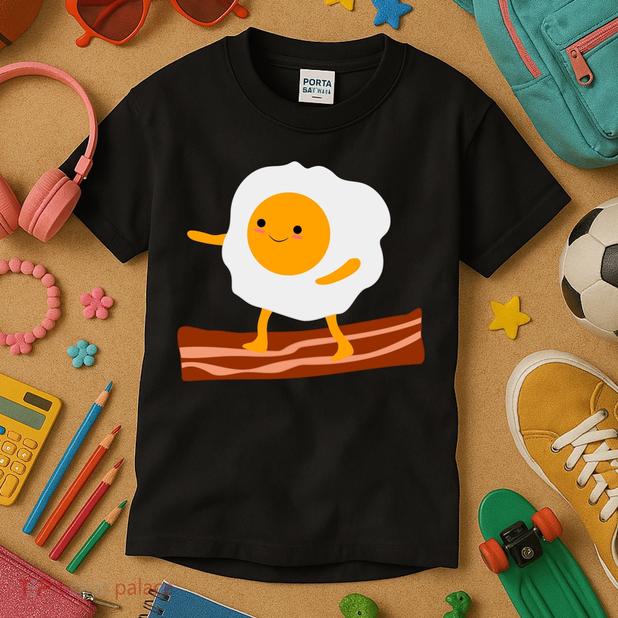 Egg Surfing On Bacon Kids T-Shirt