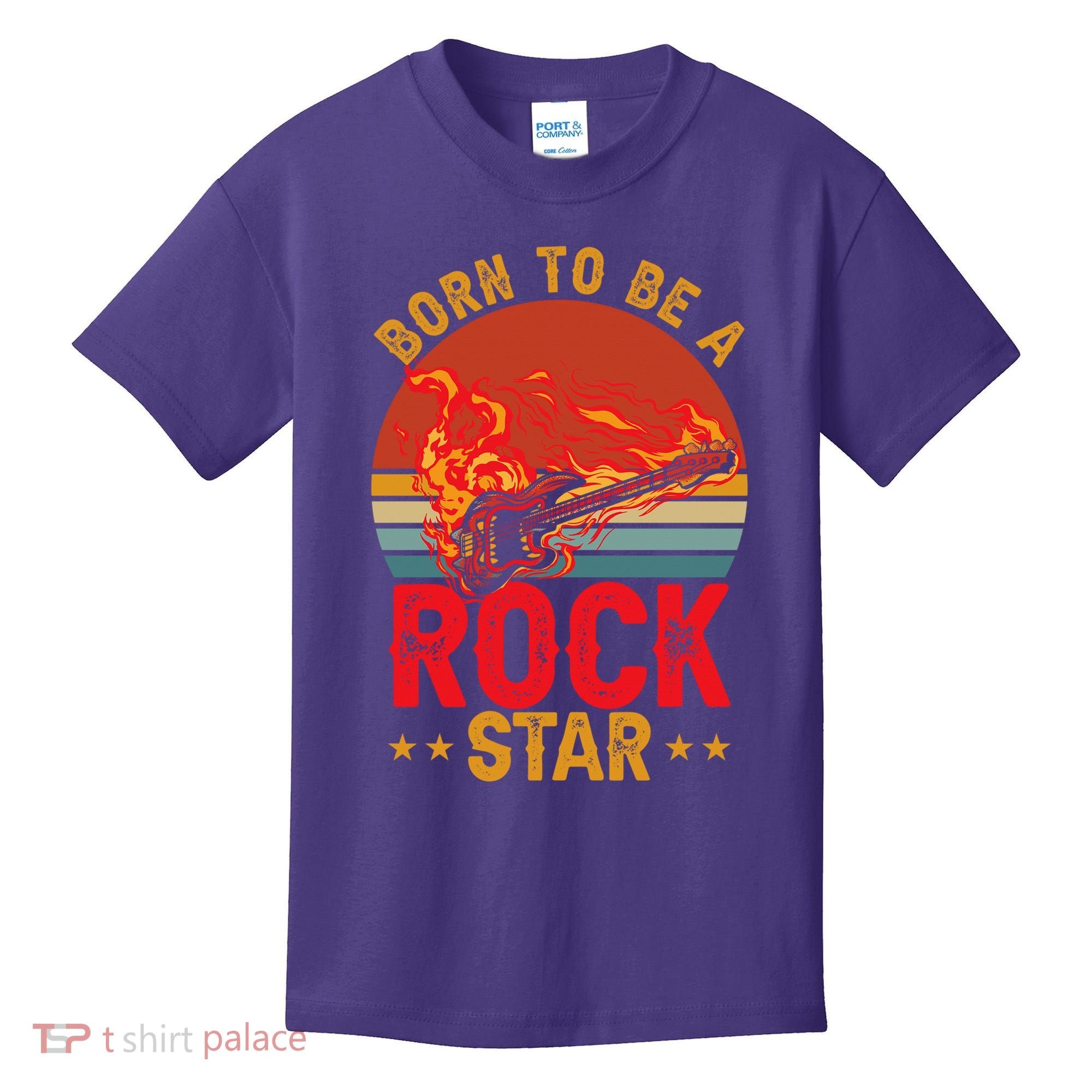 Electric Guitar Guitarist Rock _ Born To Be A Rock Star Kids T-Shirt