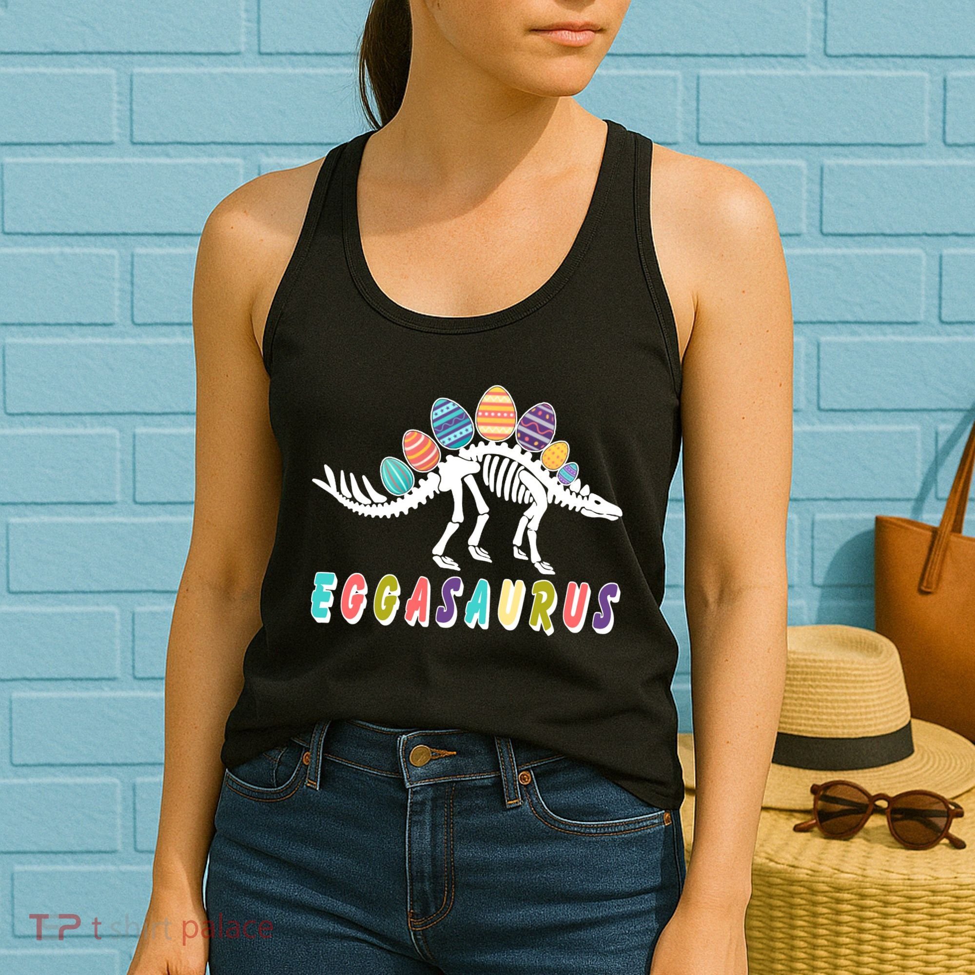 Eggasaurus Dino Stegosaurus Easter Egg Dinosaur Women's Tank Top