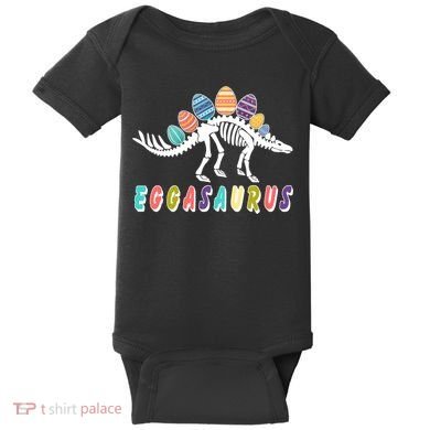 Eggasaurus Dino Stegosaurus Easter Egg Dinosaur Baby Bodysuit