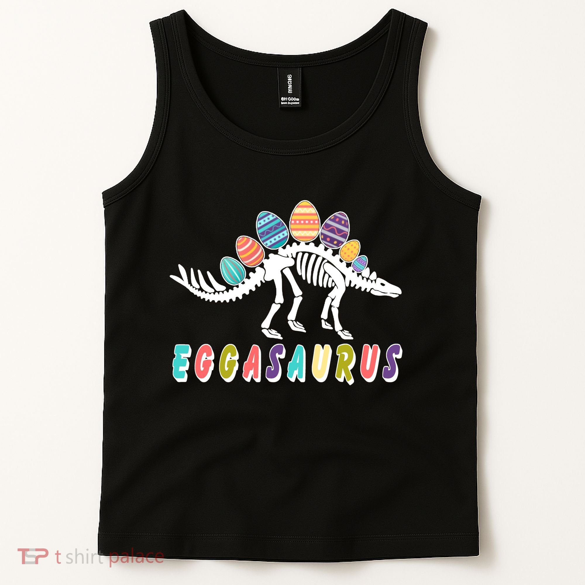 Eggasaurus Dino Stegosaurus Easter Egg Dinosaur Tank Top