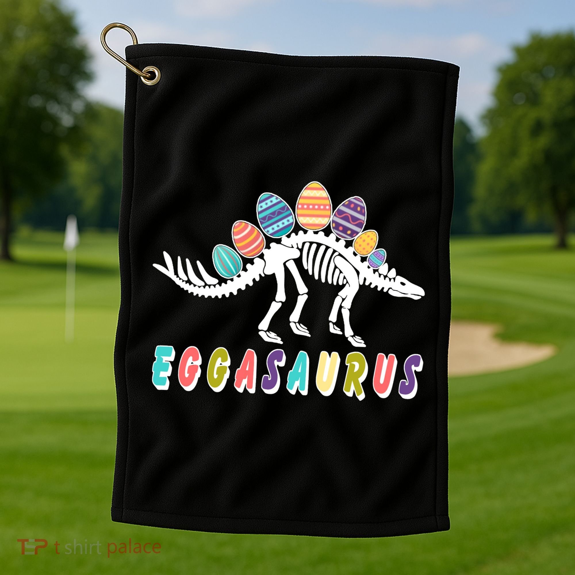 Eggasaurus Dino Stegosaurus Easter Egg Dinosaur Golf Towel