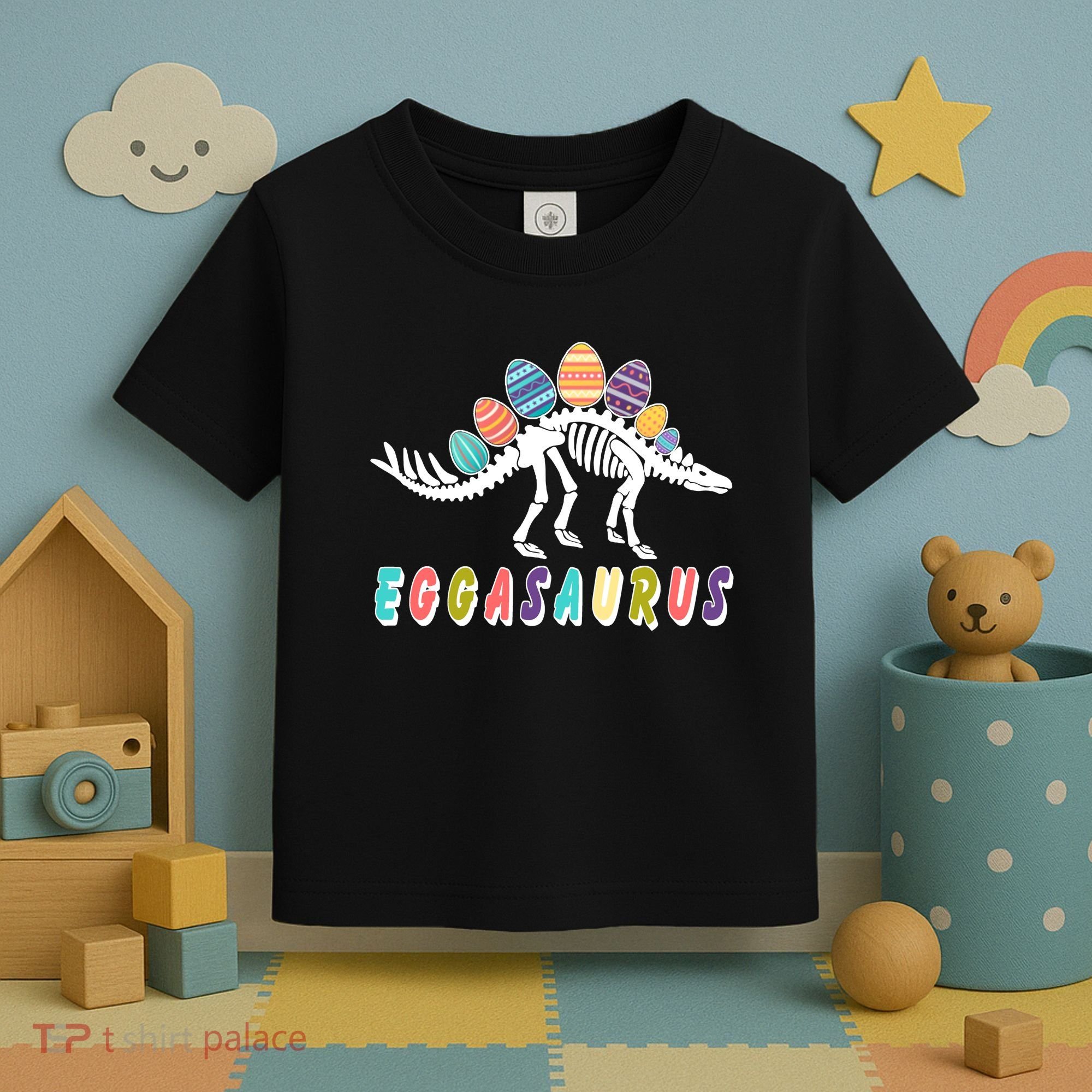 Eggasaurus Dino Stegosaurus Easter Egg Dinosaur Toddler T-Shirt