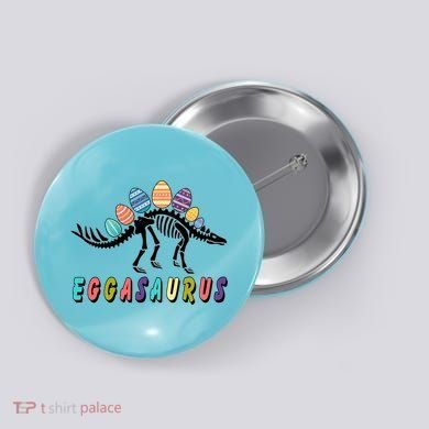 Eggasaurus Dino Stegosaurus Easter Egg Dinosaur Button