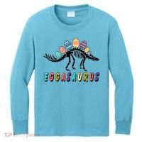 Eggasaurus Dino Stegosaurus Easter Egg Dinosaur Kids Long Sleeve Shirt thumb 0