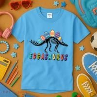 Eggasaurus Dino Stegosaurus Easter Egg Dinosaur Kids T-Shirt thumb 3