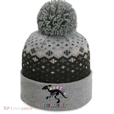 Eggasaurus Plateosaurus Funny Cute Easter The Baniff Cuffed Pom Beanie