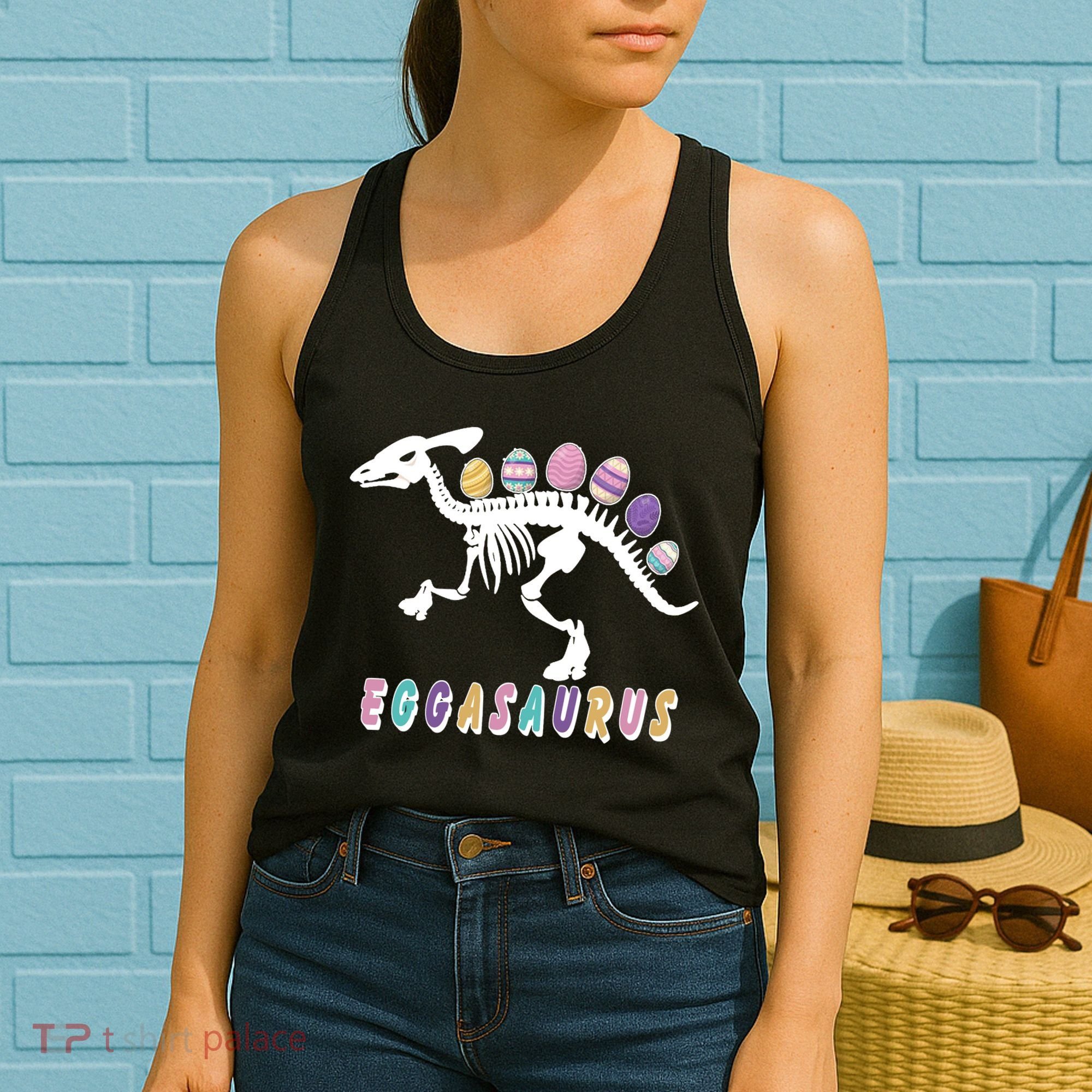 Eggasaurus Plateosaurus Funny Cute Easter Women's Tank Top