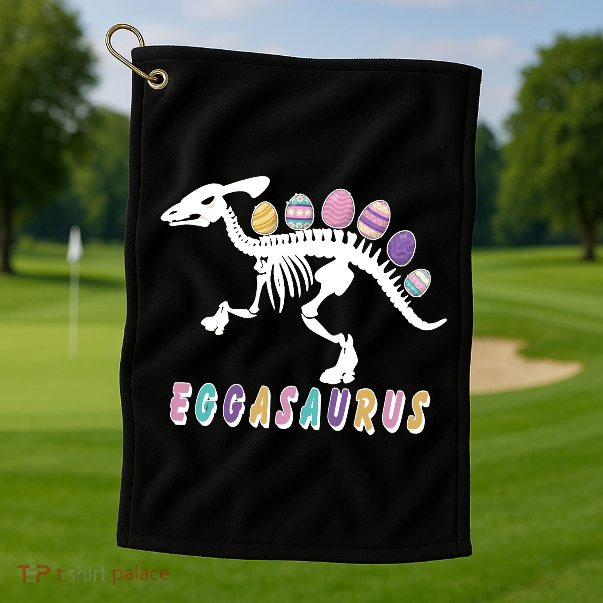 Eggasaurus Plateosaurus Funny Cute Easter Golf Towel