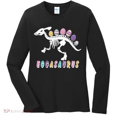Eggasaurus Plateosaurus Funny Cute Easter Women's Long Sleeve Shirt