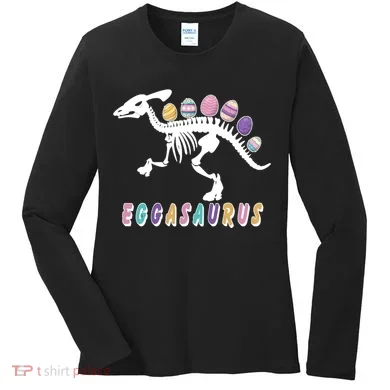 Eggasaurus Plateosaurus Funny Cute Easter Women's Long Sleeve Shirt