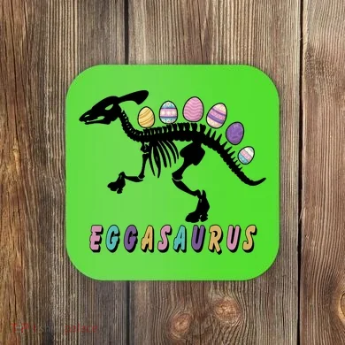 Eggasaurus Plateosaurus Funny Cute Easter Coaster