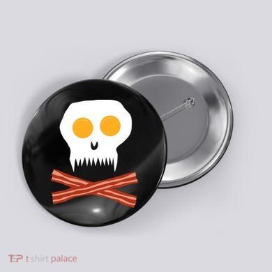 Eggs And Bacon Skull Button