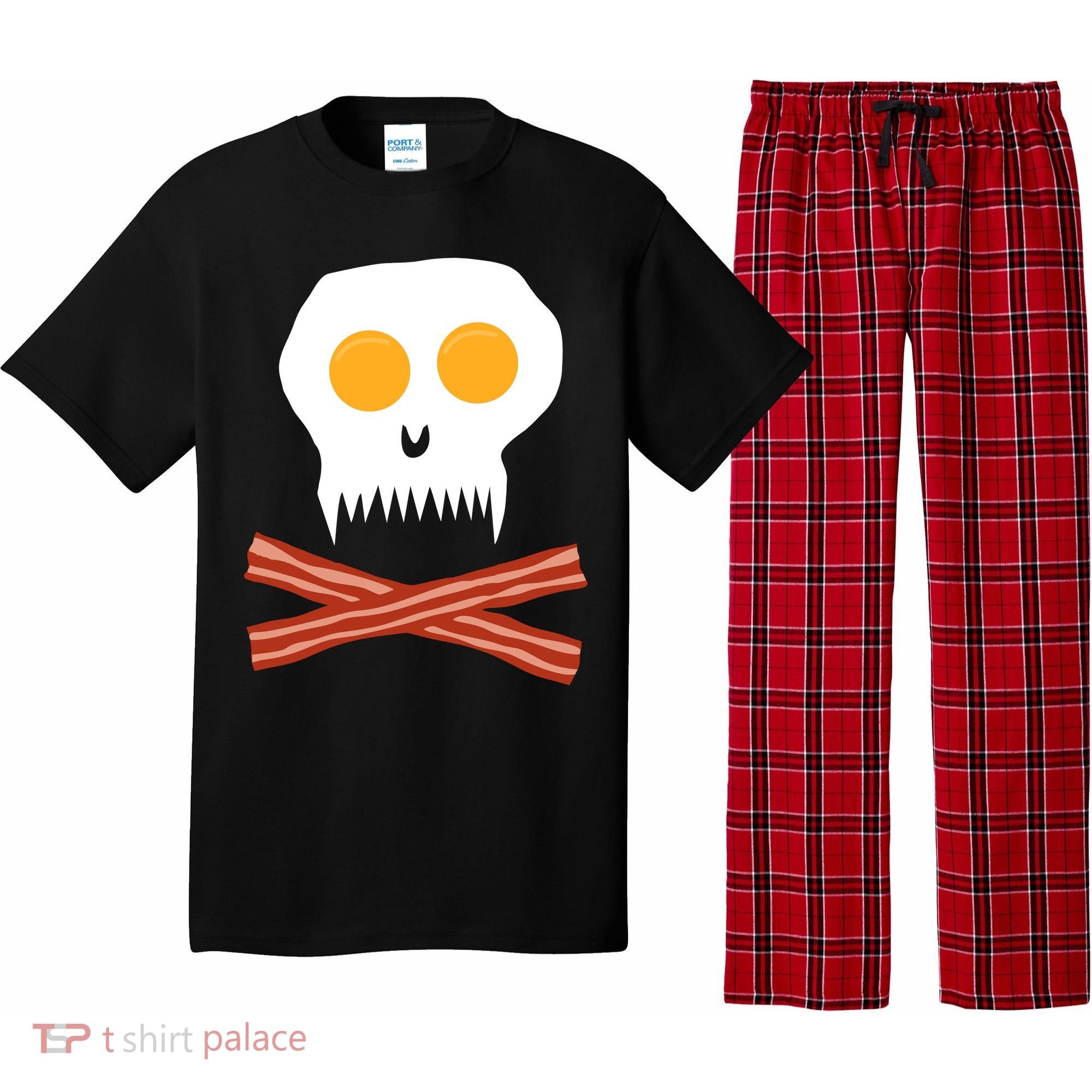 Eggs And Bacon Skull Pajama Set
