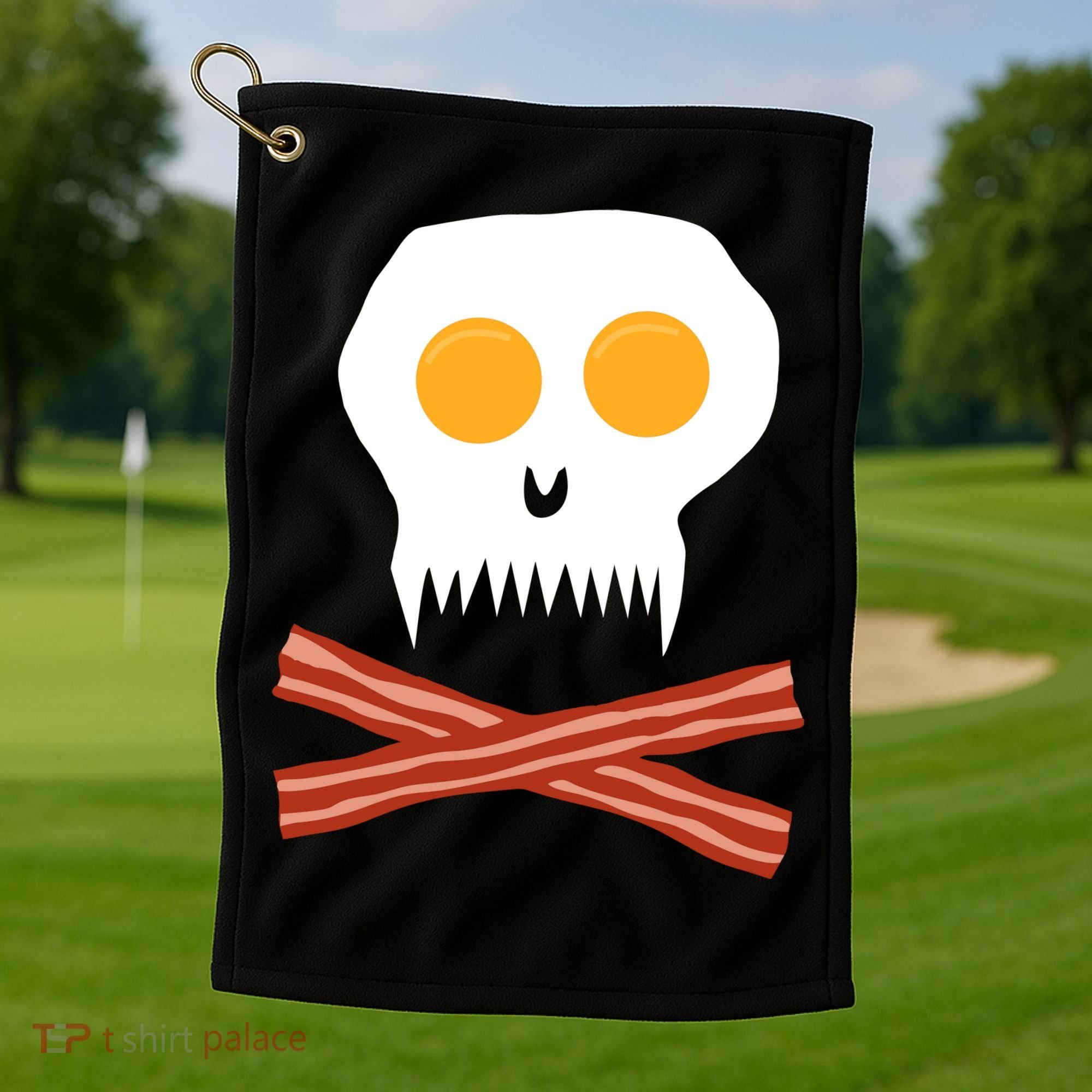 Eggs And Bacon Skull Golf Towel