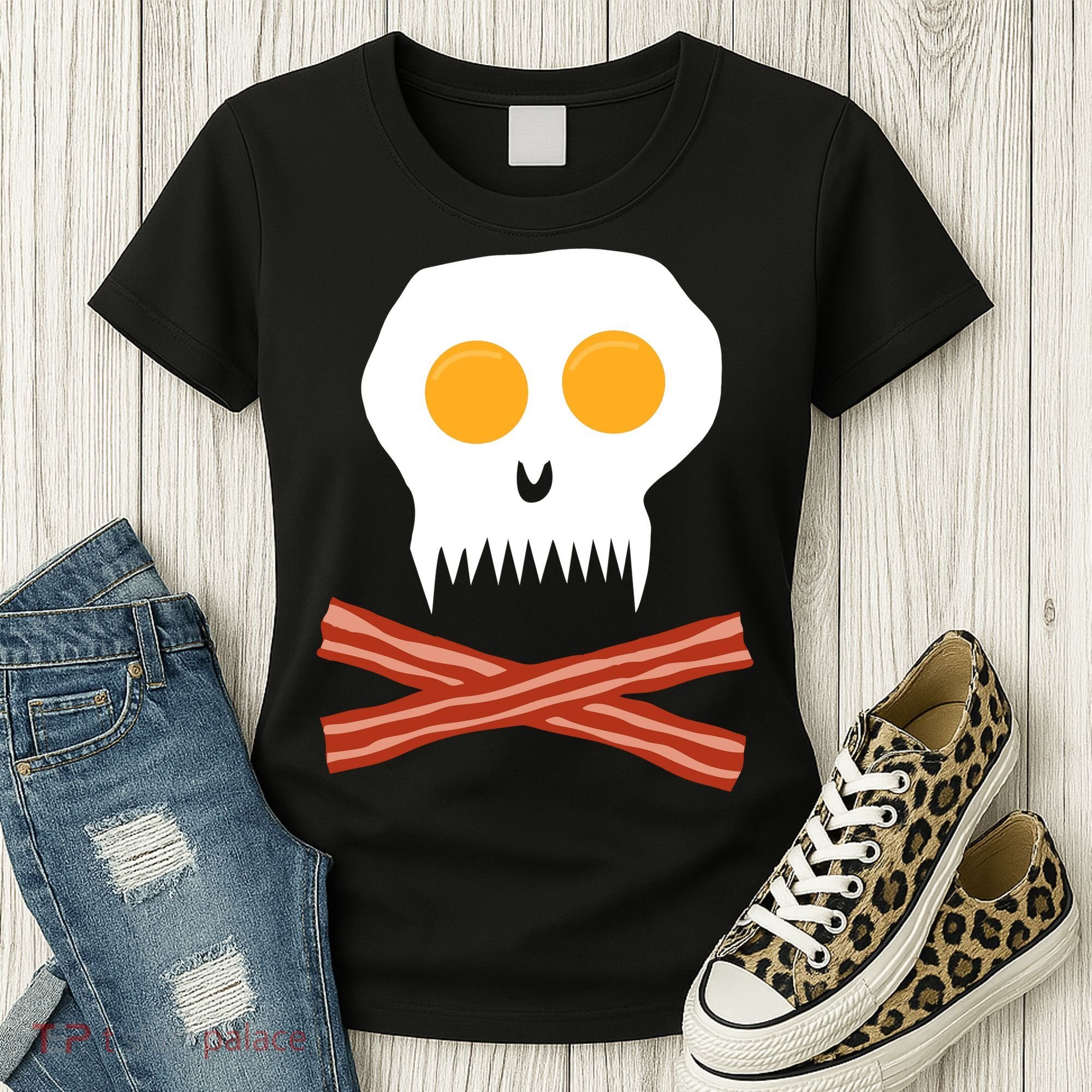 Eggs And Bacon Skull Women's T-Shirt
