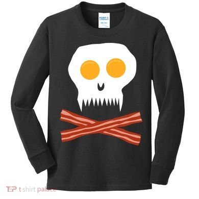 Eggs And Bacon Skull Kids Long Sleeve Shirt