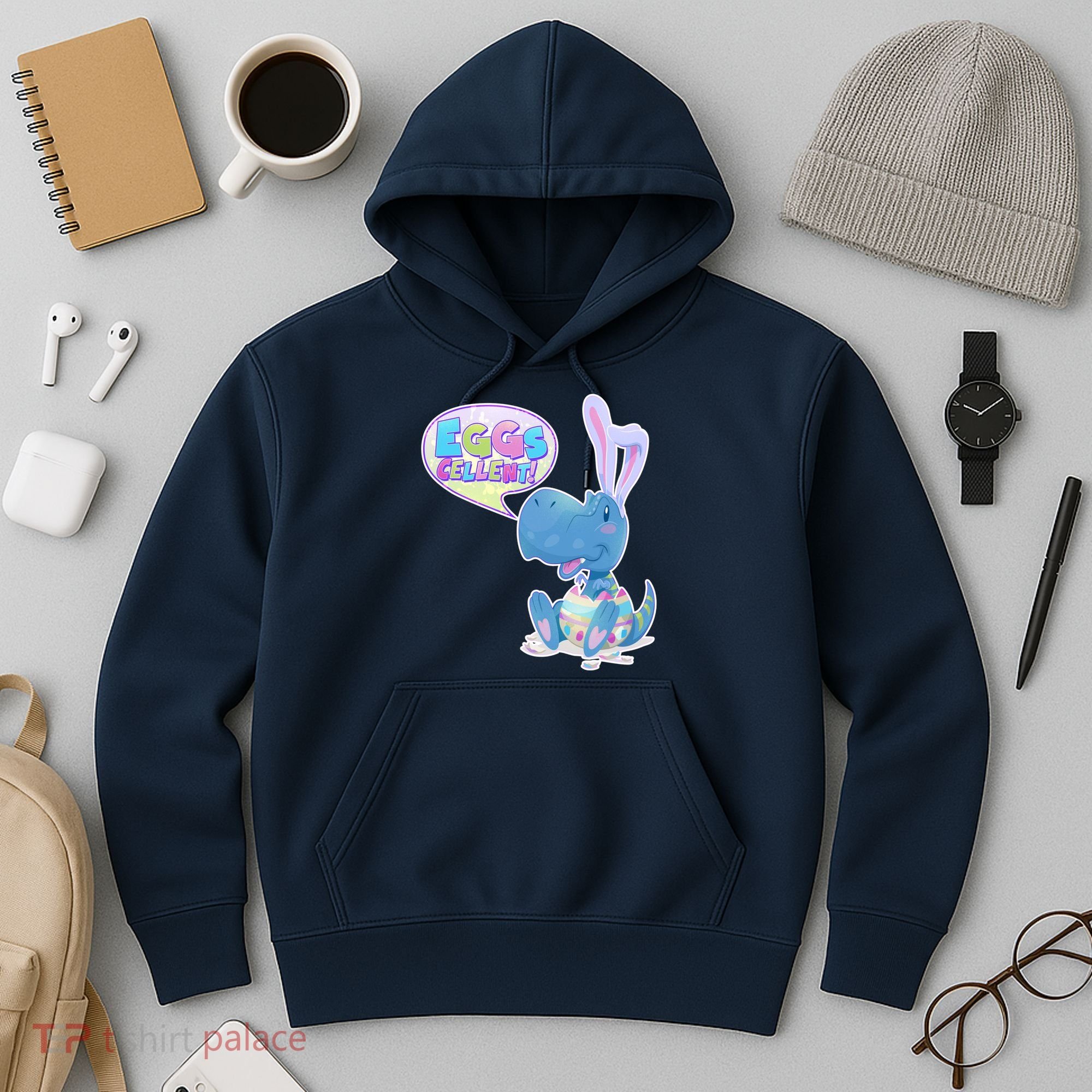 EGGS-Cellent! Cute Easter T-Rex Hoodie