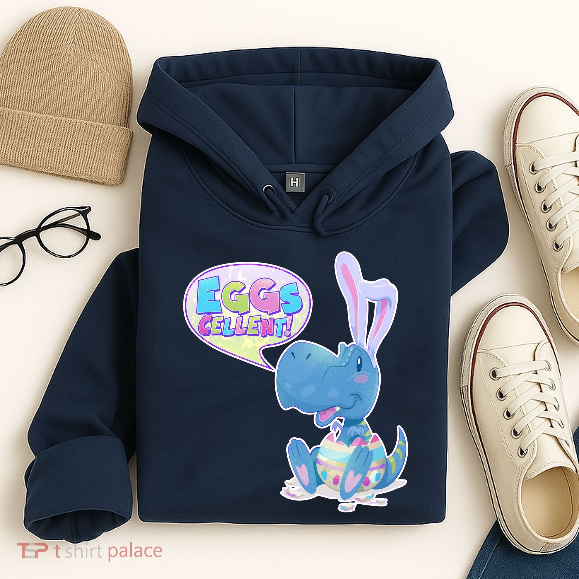 EGGS-Cellent! Cute Easter T-Rex Hoodie
